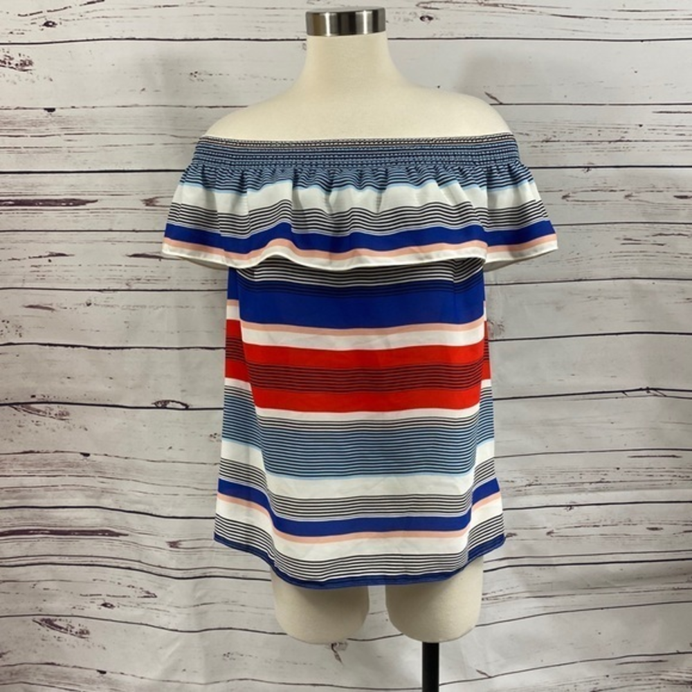 Laundry‎ Stripe Cold Shoulder Top